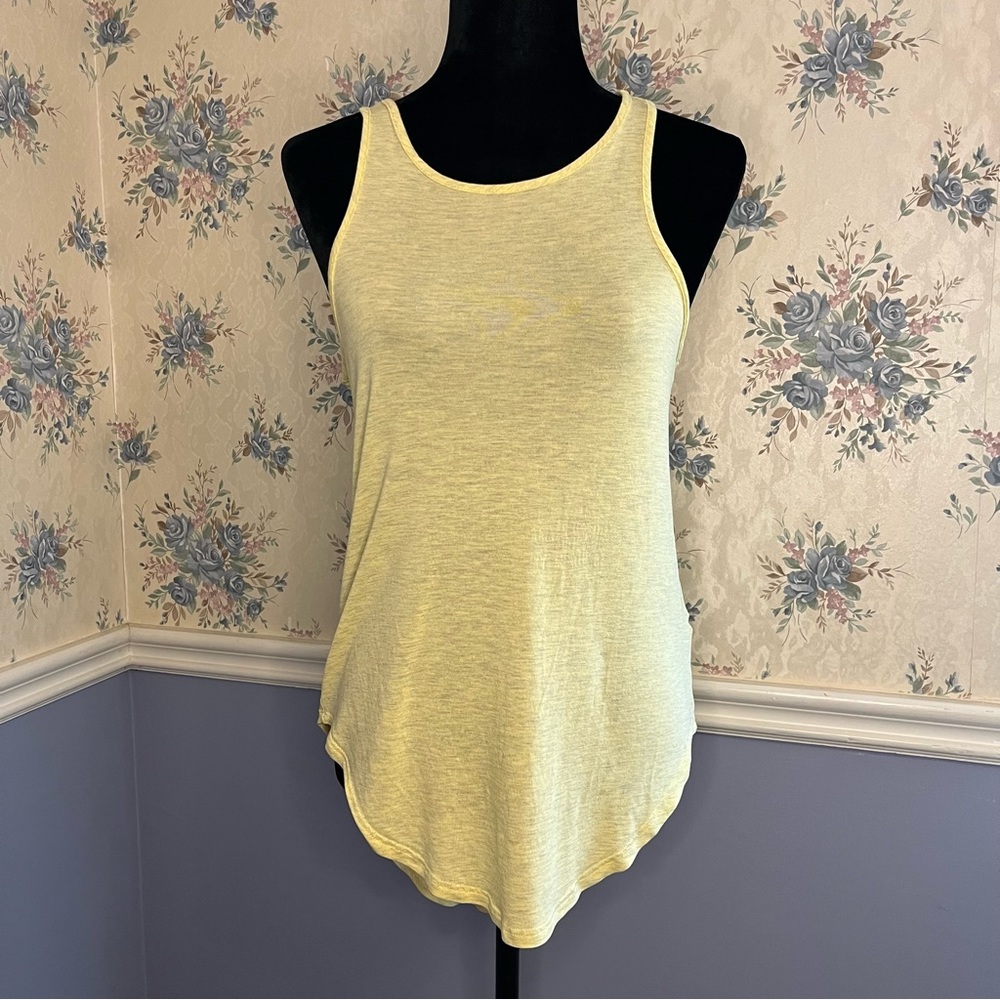 Fabrik Yellow High Low Racerback Tank Top, Size S